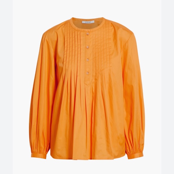 10 Crosby Gathered Derek Lam Pintucked Cotton Poplin Blouse Size 4 - Picture 11 of 11